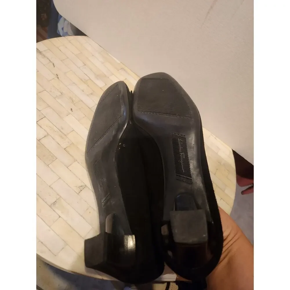Salvatore Ferragamo black suede bow ballet flats size 8.5